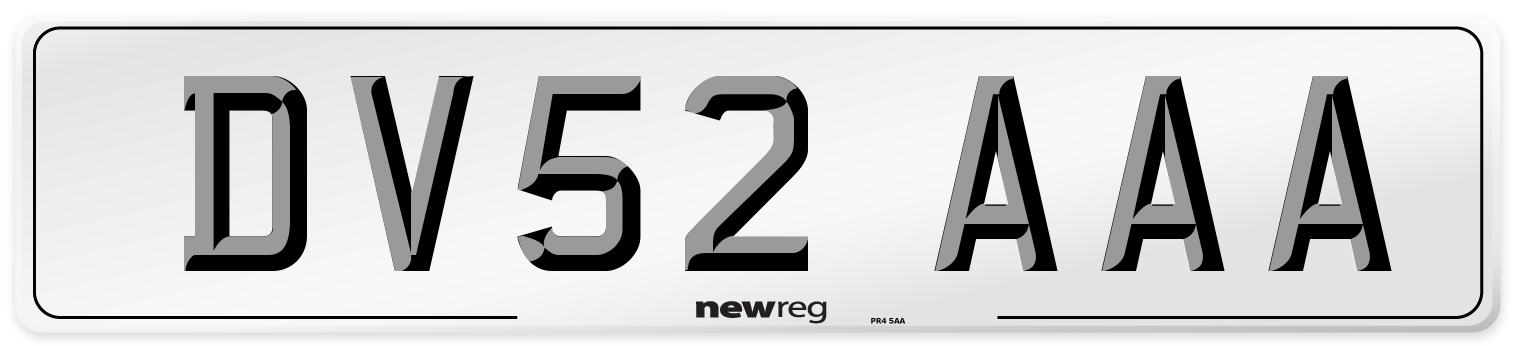 DV52 AAA Number Plate from New Reg